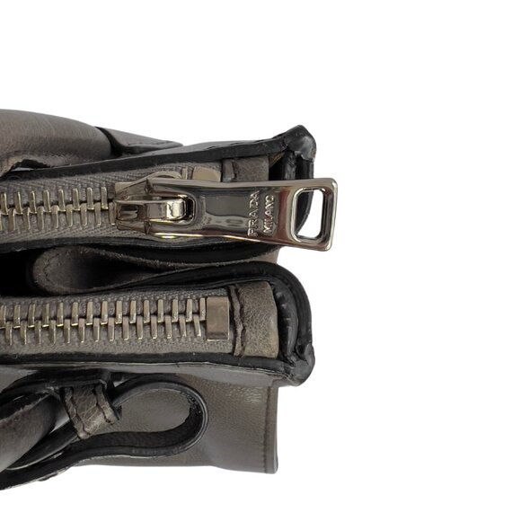 Prada Two-Way City Double Zip Tote Bag Gray Suede&Calf Leather Detachable Strap - Picture 12 of 16